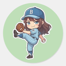 Adesivo Chibi Baseball Edição 2026 - Arremesso do Pitcher