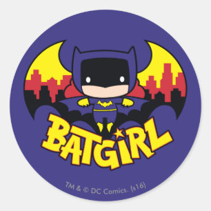 Adesivo Chibi Batgirl com o Skyline & logotipo Gotham