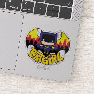 Adesivo Chibi Batgirl com o Skyline & logotipo Gotham