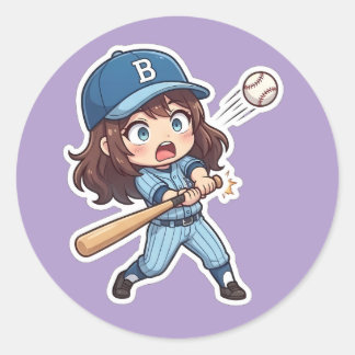 Adesivo Chibi Beisebol Edição 2026 - Jogada de Rebatida de