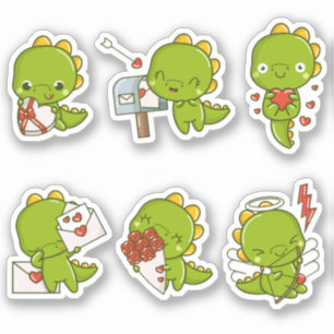 Adesivo Chibi Cute Baby Dino Dinosaur Love Stickers