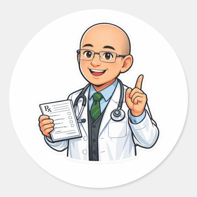 Adesivo chibi de médico fofo profissão médica (Frente)
