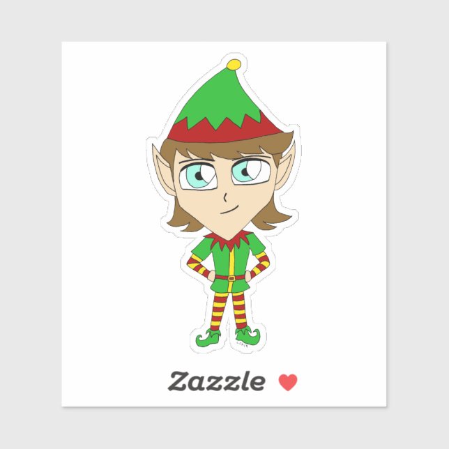 Adesivo chibi elf (Folha)
