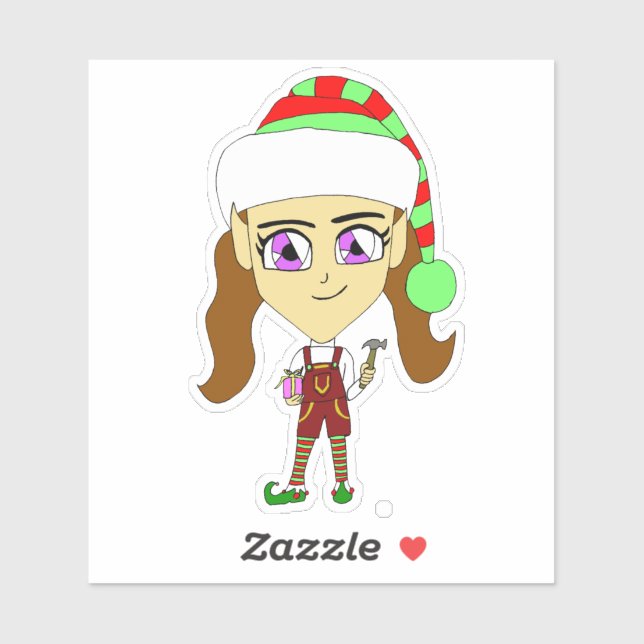 Adesivo chibi elf (Folha)