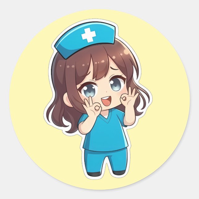 Adesivo Chibi Enfermeira Original 3.0 - Ok (Frente)