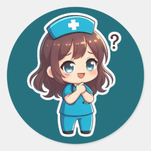 Adesivo Chibi Enfermeira Original - O Momento da Pergunta