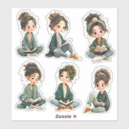 Adesivo Chibi Girl Reading Sticker Sheet