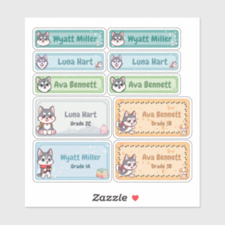 Adesivo Chibi Husky Name Labels