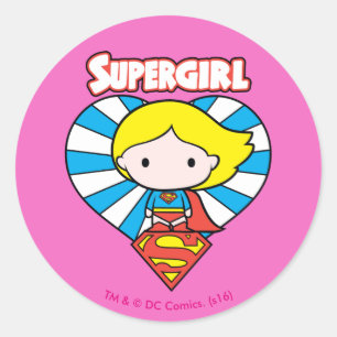 Adesivo Chibi Supergirl Starburst Heart and Logo