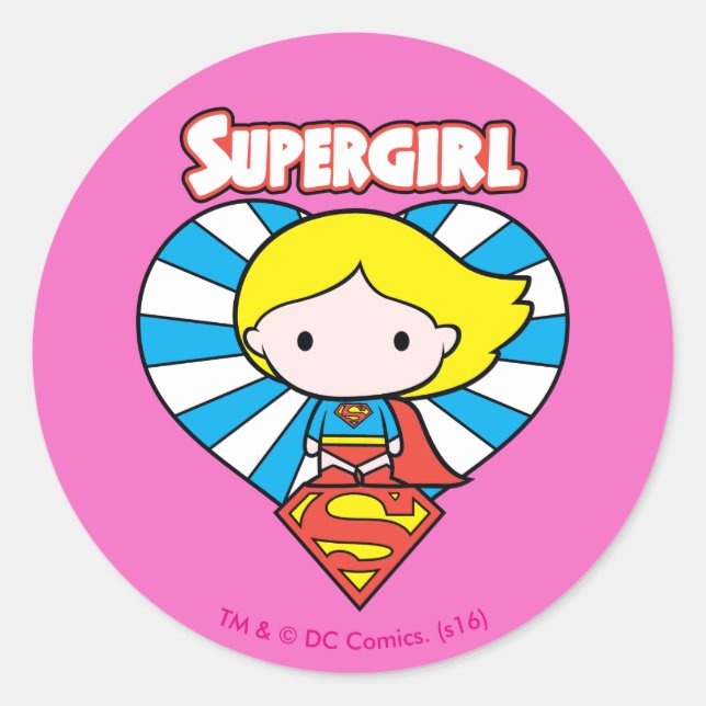 Adesivo Chibi Supergirl Starburst Heart and Logo (Frente)