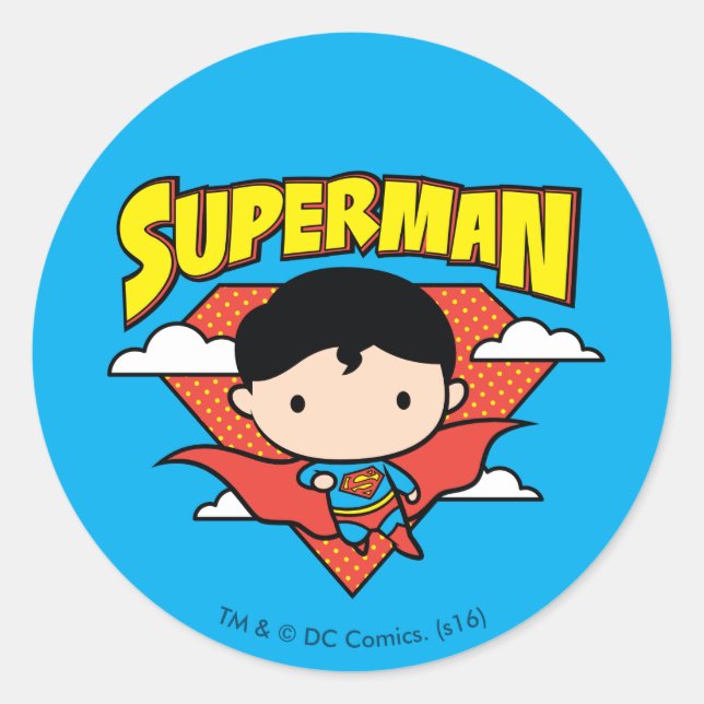Adesivo Chibi Superman Bolinhas Shield e Nome (Frente)
