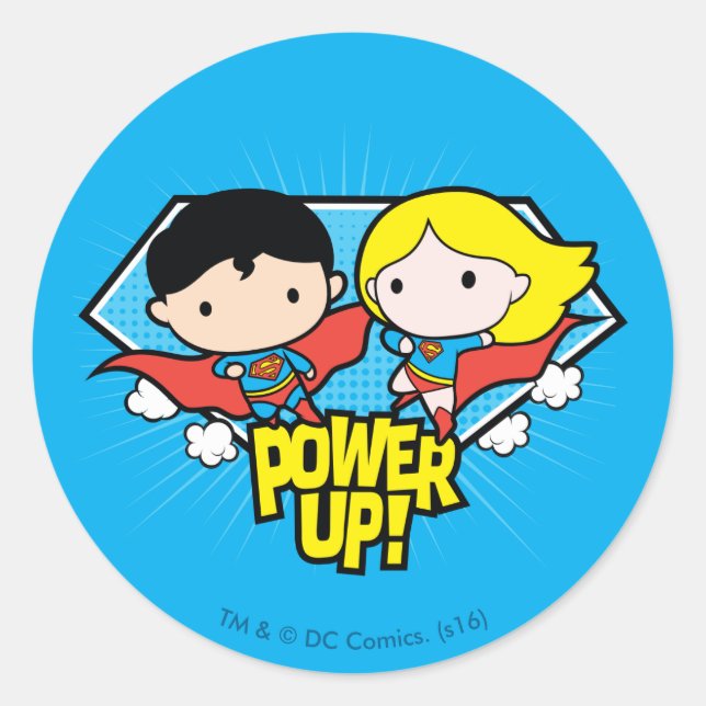 Adesivo Chibi Superman e Chibi Supergirl Ligam! (Frente)