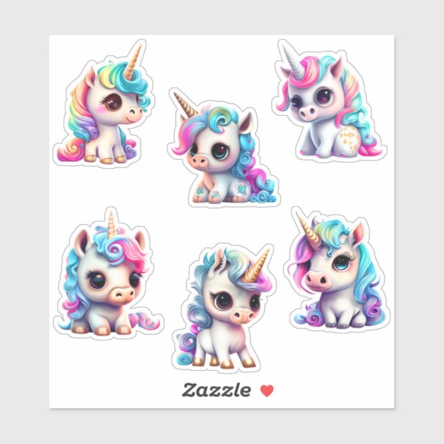 Adesivo Chibi Unicorns (Folha)