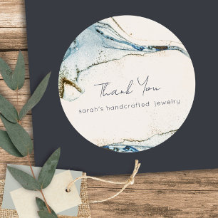 Adesivo Chic Abstrato Blue Dourado Beachy Obrigado Por Ord