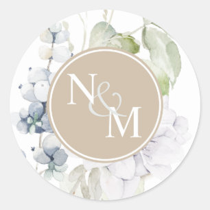 Adesivo Chic Beige e White Floral Monograma Selo