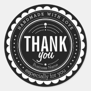 Adesivo Chic Black White Handmade Obrigado Stick