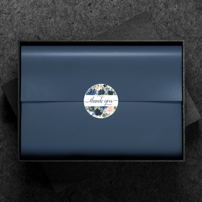 Adesivo Chic Blooms | Marinho Azul e Blush Obrigado (Criador carregado)