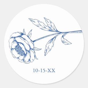 Adesivo Chic Blue Floral com data de casamento