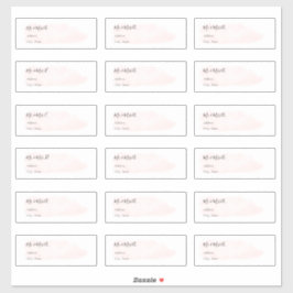 Adesivo Chic Blush Pink Brugado Watercolor Endereço Convid