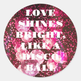 Adesivo Chic Bold Pink Gliter Retro Disco Balls Obrigado