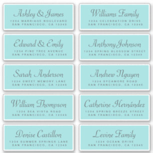 Adesivo Chic Calliografia Blue Wedding Guest Address Label