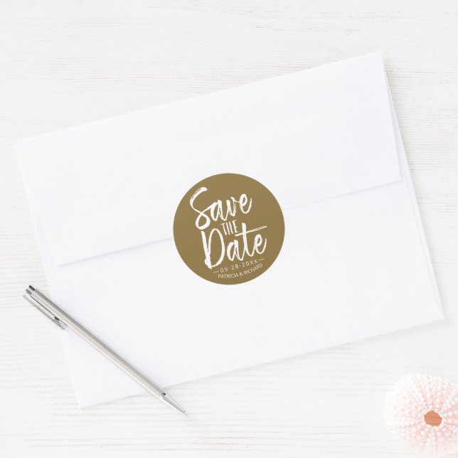 Adesivo Chic Casamento de Letra de Pincel Save The Date (Envelope)