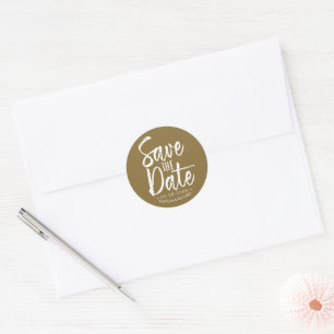 Adesivo Chic Casamento de Letra de Pincel Save The Date