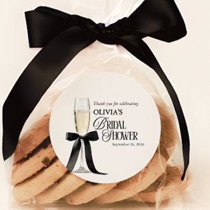 Adesivo Chic Champanhe Bridal Shower Preto e Branco