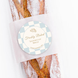 Adesivo Chic Checkered Blue Croissant Bakery Product 