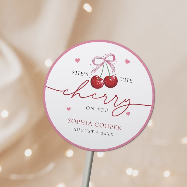 Adesivo Chic Coquette Cereja no Topo Chá de Noiva (Criador carregado)