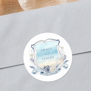 Adesivo Chic Costeira de Casamento de Praia Elegante