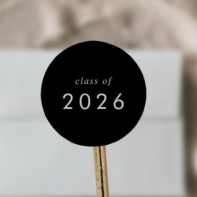 Adesivo Chic Dark Black Class of 2025 Graduation Sticker (Chic Dark Black Class of 2026 Graduation Sticker)