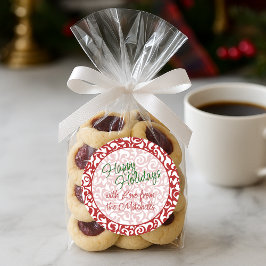 Adesivo Chic Dark Red White Damask Floral Art Pattern