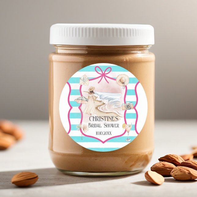 Adesivo Chic de Verão Chá de Noiva na Praia e Ondas (Criador carregado)