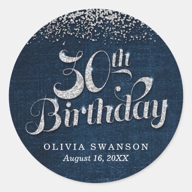 Adesivo Chic Denim e aniversário de 30 anos de Ouros (Frente)