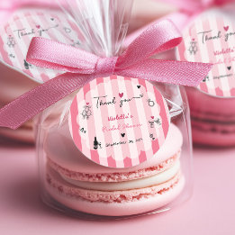 Adesivo Chic Desenho à Mão Faixa Rosa Chá de Bebê de Noiva