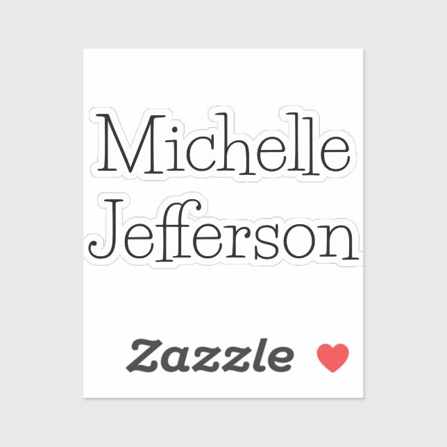 Adesivo Chic do Nome do Script Preto e Branco da Tendência (Folha)