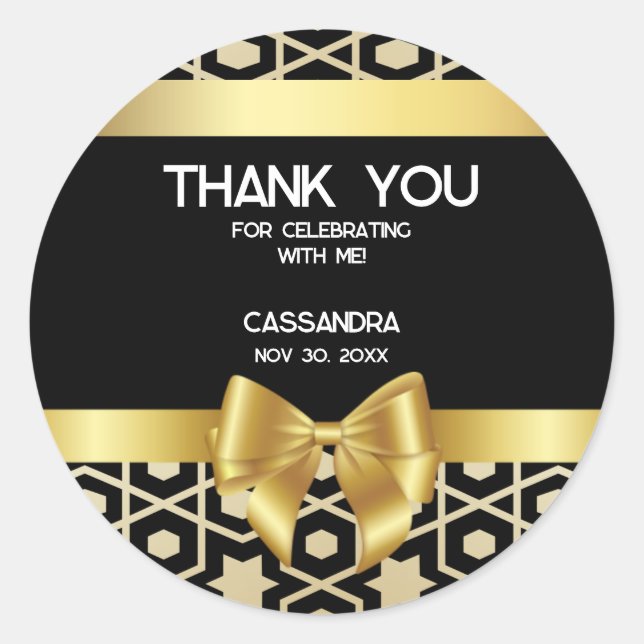 Adesivo Chic Dourado Egito Geométrico Arco 16º Aniversário (Frente)