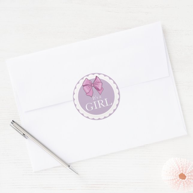 Adesivo Chic É Uma Menina Arco Rosa Roxo (Envelope)