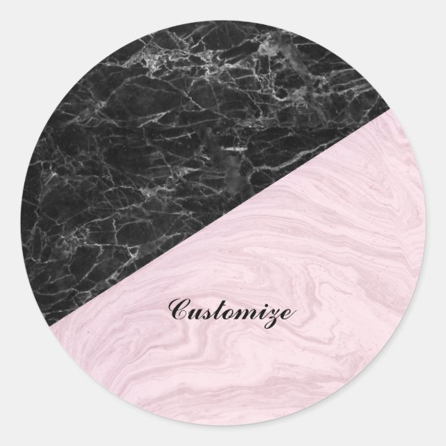 Adesivo Chic Elegant Black Pink Marble Personalize (Frente)