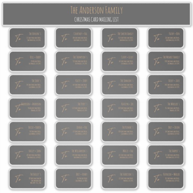 Adesivo Chic Elegant Grey Christmas Card Mailing Label Set (Frente)