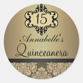 Adesivo Chic Elegante Dourado Damask Quinceanera