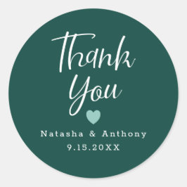 Adesivo Chic Emerald Green White Heart Obrigado Casamento