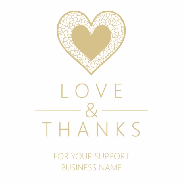 Adesivo Chic Fake Gold Black Heart Lace Effect Love Thanks (Frente)