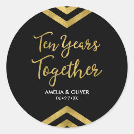 Adesivo Chic Faux Dourado Chevron 10º Partido do Aniversár