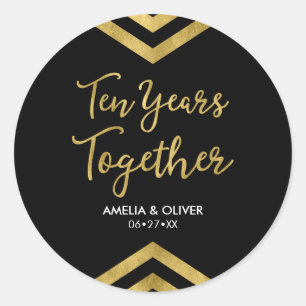 Adesivo Chic Faux Dourado Chevron 10º Partido do Aniversár