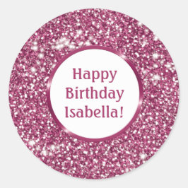 Adesivo Chic Faux Pink Glitter Parecem Parabéns Personaliz