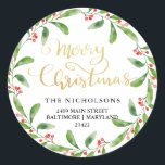 Adesivo Chic Felry Christmas Holly Wreath | Endereço de de<br><div class="desc">Chic Felry Christmas Holly Wreath | Endereço de devolução</div>