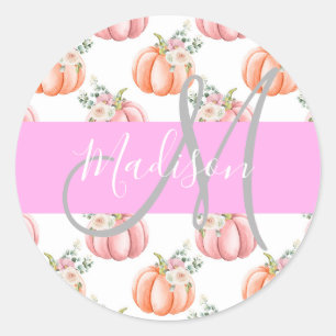Adesivo Chic Floral Branco Rosa Pêssego Abóbora Monograma