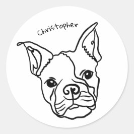 Adesivo Chic French Bulldog Line Art: Edite seu texto